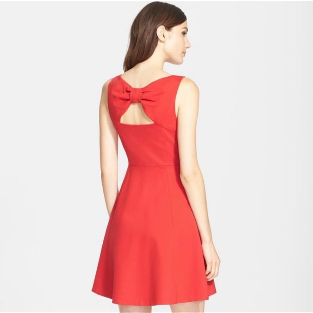Kate Spade Bow Back Fit & Flare Red Dress Size 0